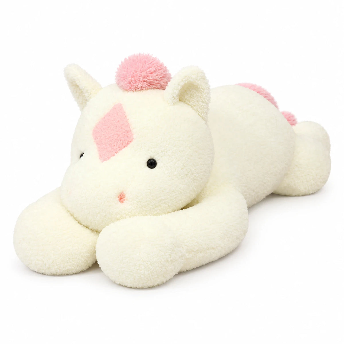 Horse Plush Toy with Diamond Mark and Oversized Hooves - White Pink / 35.5in / 90cm … (3 tailles)