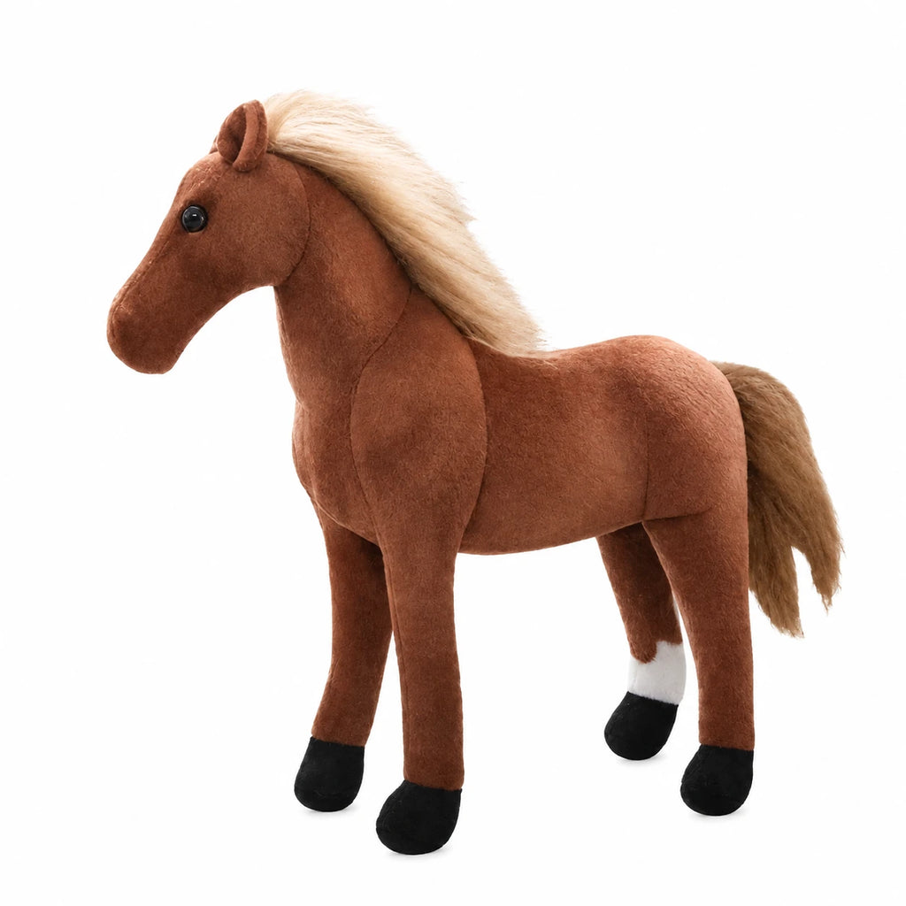 Horse Plush with Flowing Blonde Mane and Brown Coat - 12in / 30cm … (4 tailles)