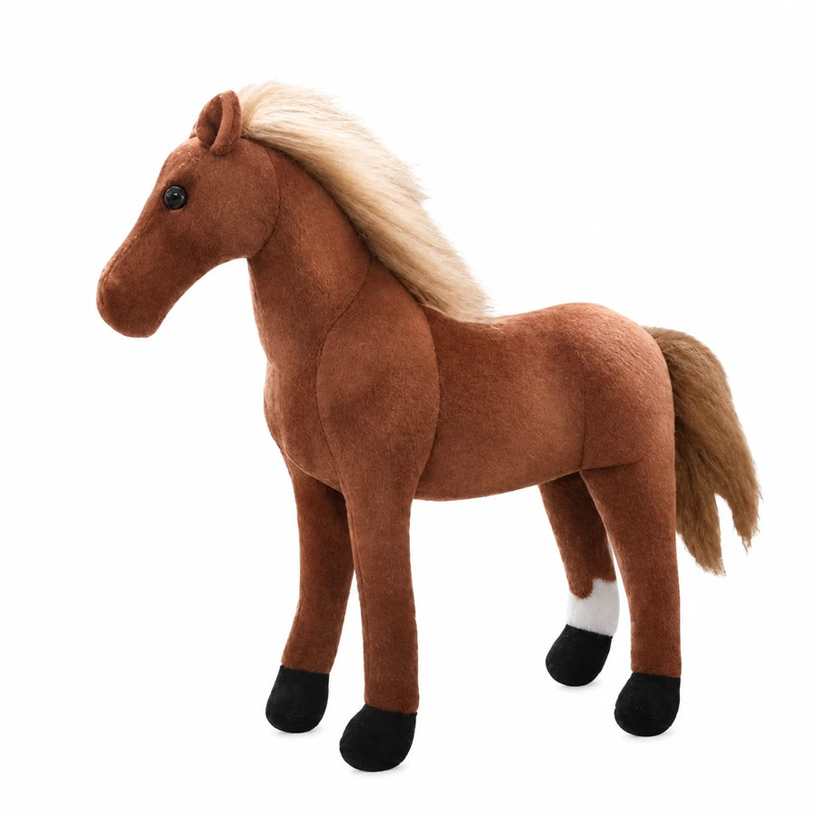 Horse Plush with Flowing Blonde Mane and Brown Coat - 12in / 30cm … (4 tailles)