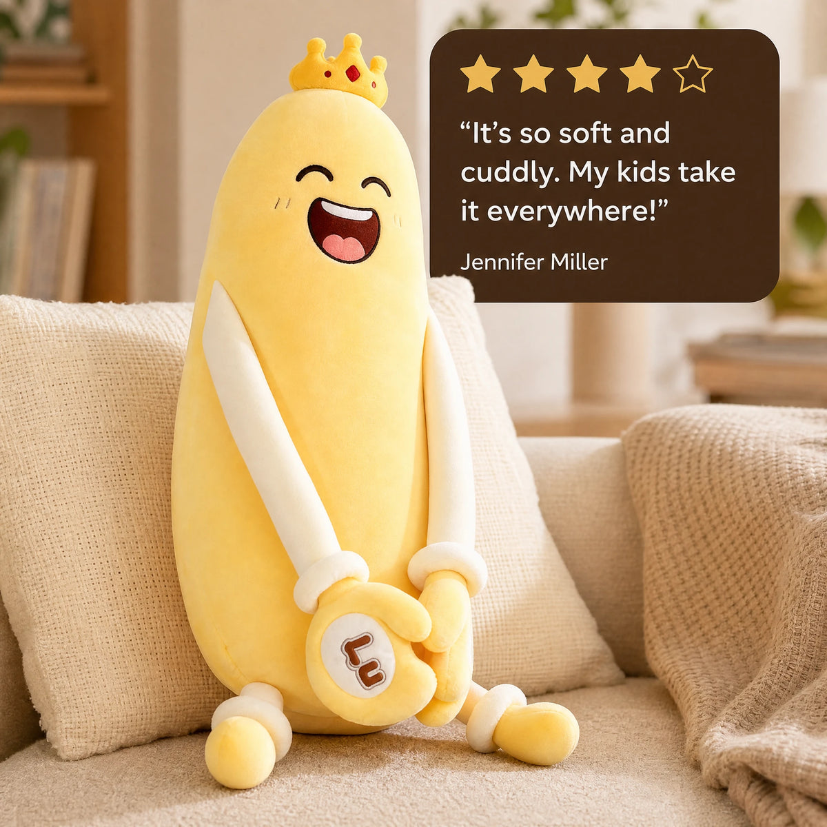 Hugging Plush Toy Mango Character with Patting Hands - Image témoignage