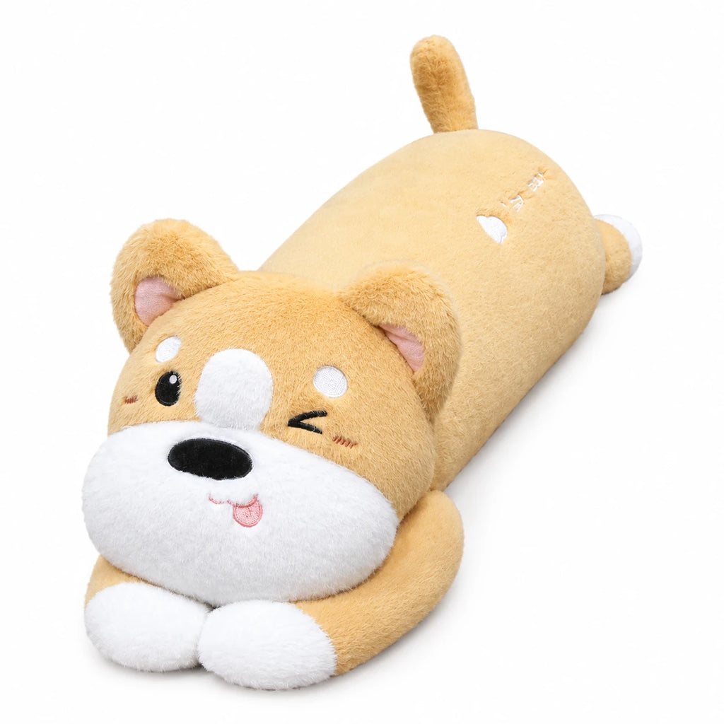 Husky Dog Plush Pillow in Laying Position - Brown / 29in / 75cm · Brown / 35in / 90cm