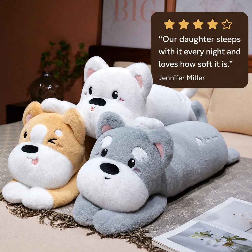 Husky Dog Plush Pillow in Laying Position - Image témoignage