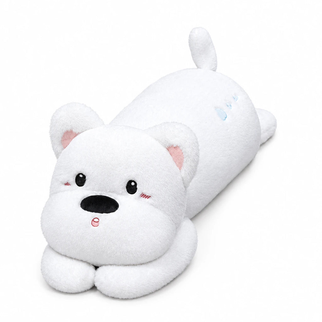 Husky Dog Plush Pillow in Laying Position - White / 29in / 75cm · White / 35in / 90cm
