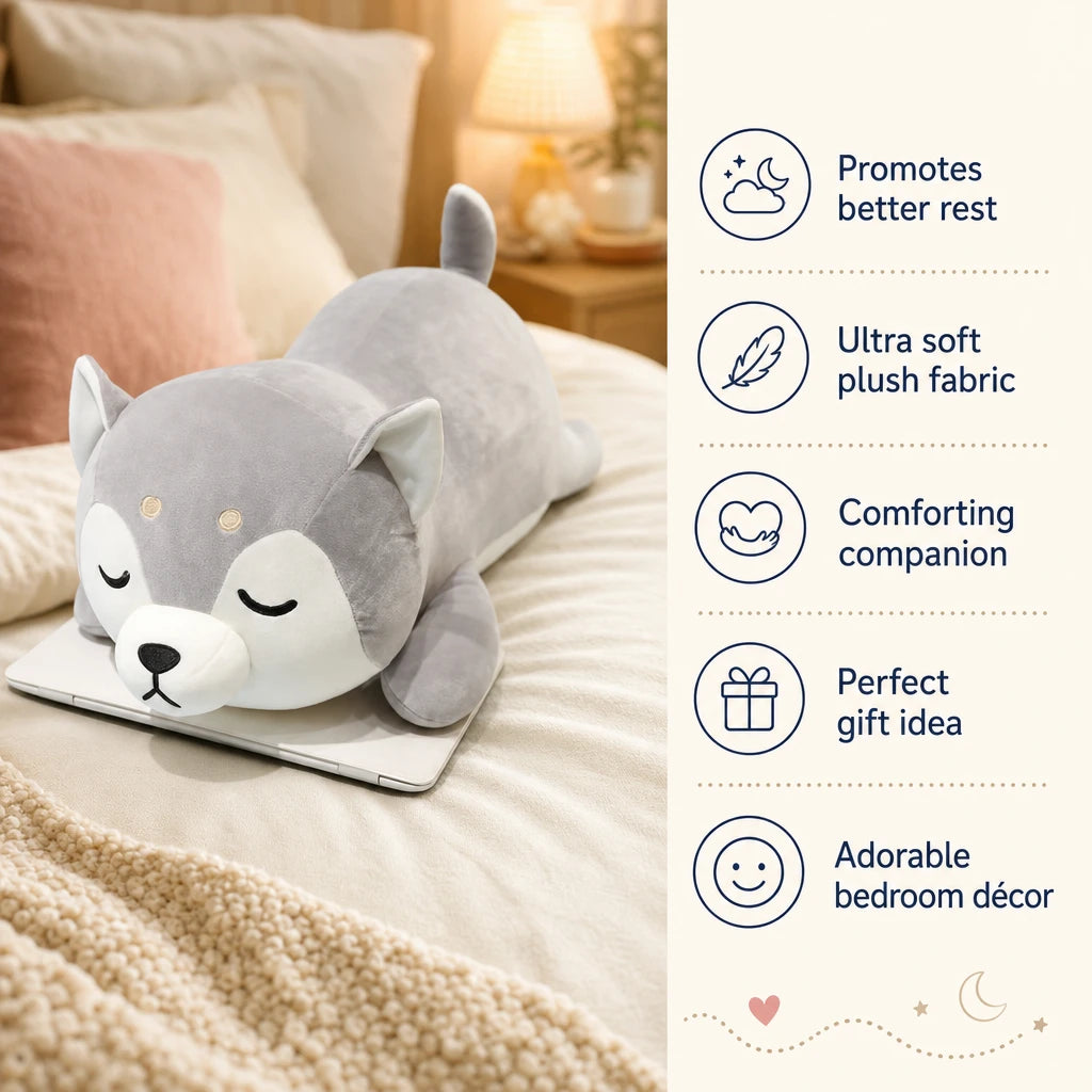 Husky Plush Toy in Lying Down Sleeping Pose - Bénéfices produit