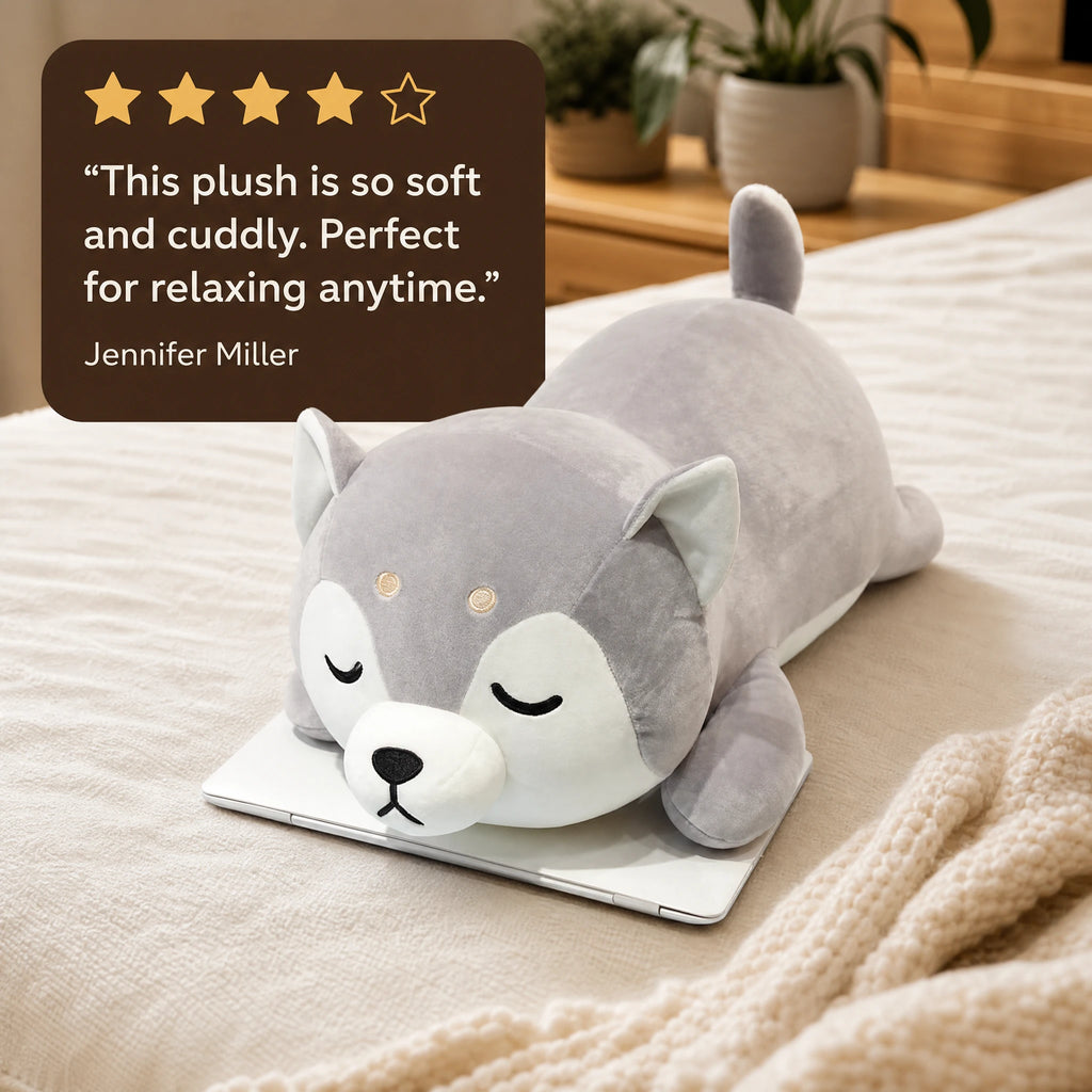 Husky Plush Toy in Lying Down Sleeping Pose - Image témoignage