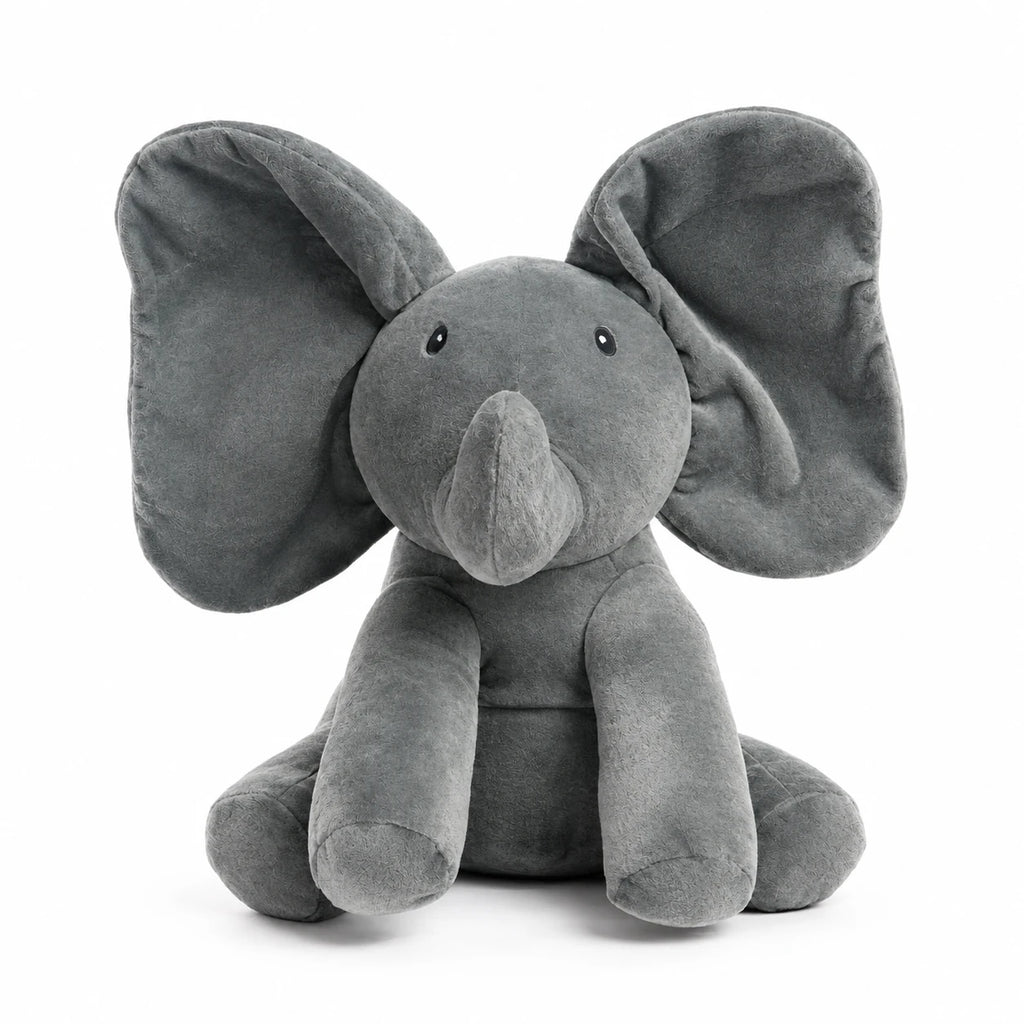 Interactive Elephant Plush with Flapping Ears - Dark Gray