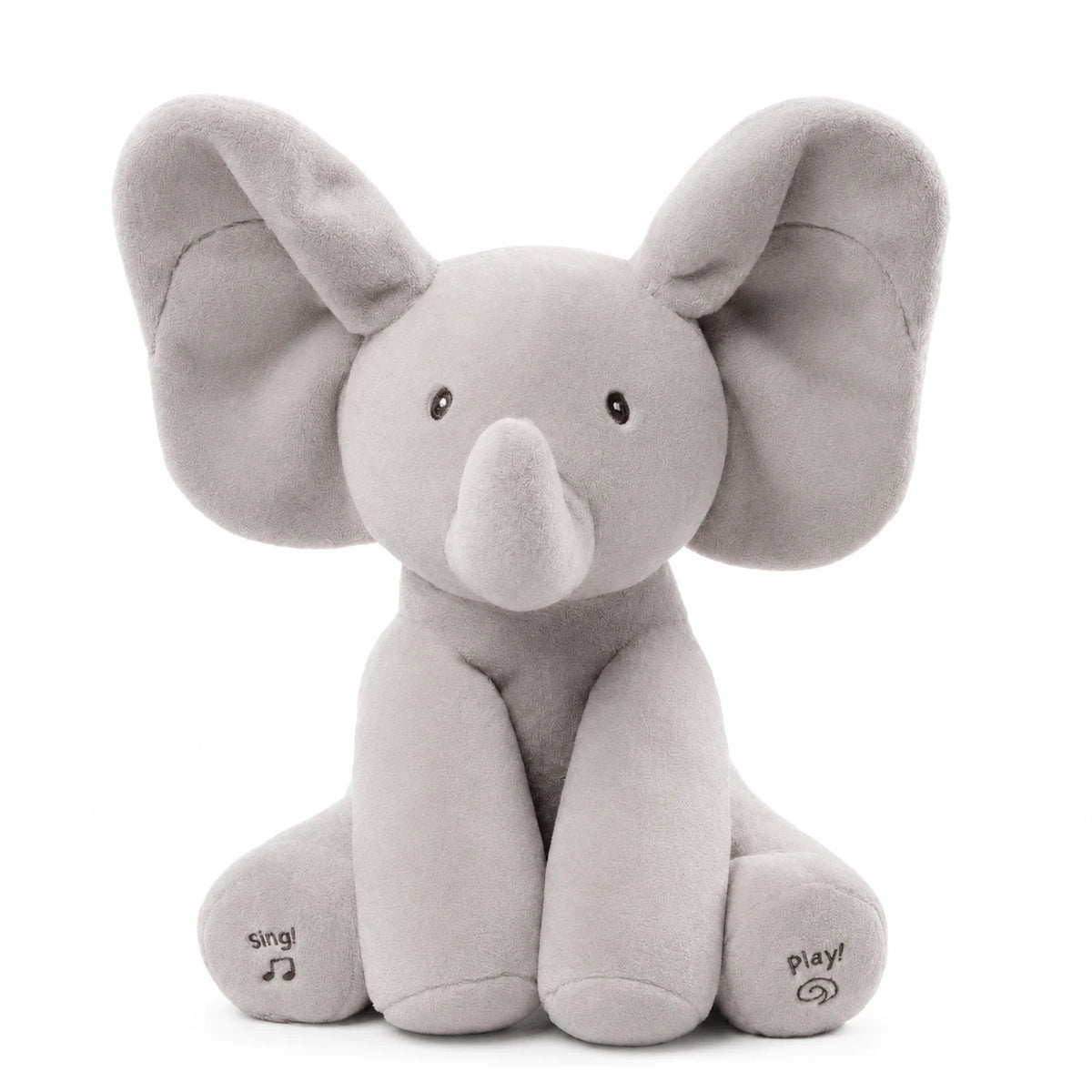 Interactive Elephant Plush with Flapping Ears - Gray