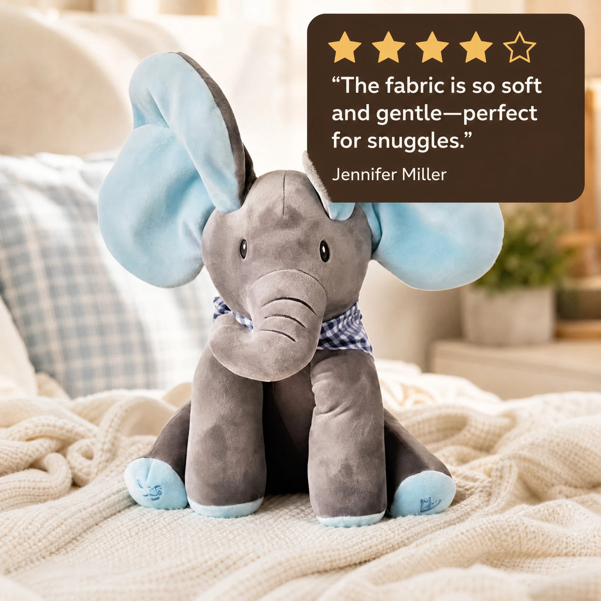 Interactive Elephant Plush with Flapping Ears - Image témoignage