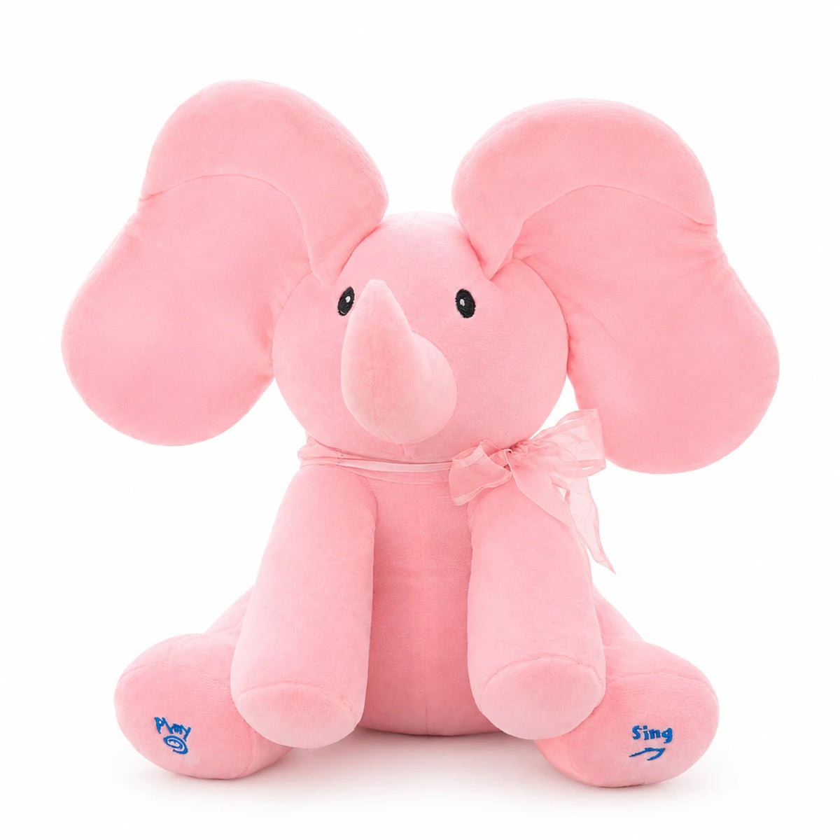 Interactive Elephant Plush with Flapping Ears - Pink