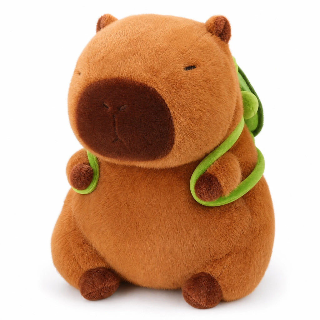 Kawaii Capybara Plush with Backpack Character Designs - Fond blanc
