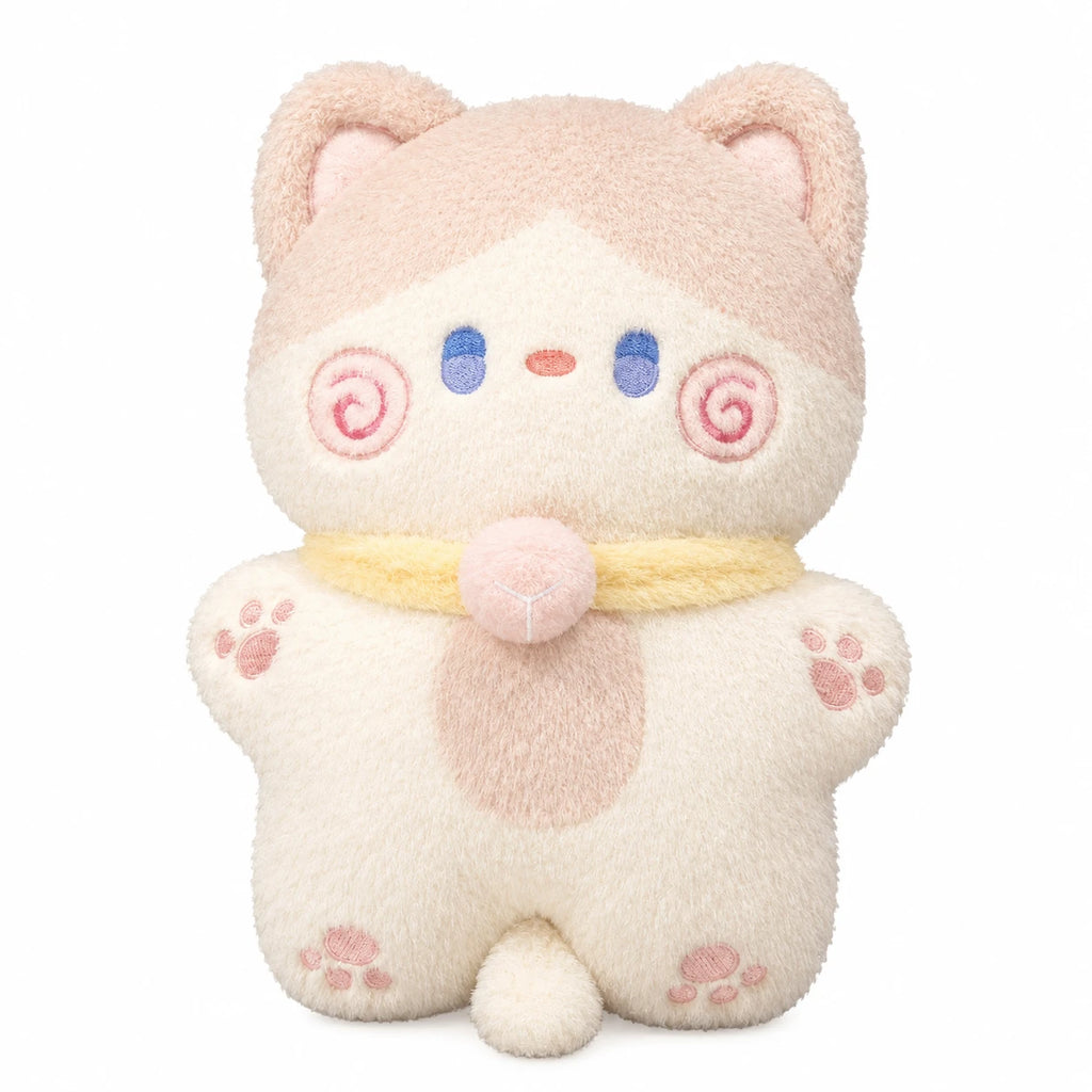 Kawaii Cat Plush with Bell Collar - Fluffy Pastel Design - Pink