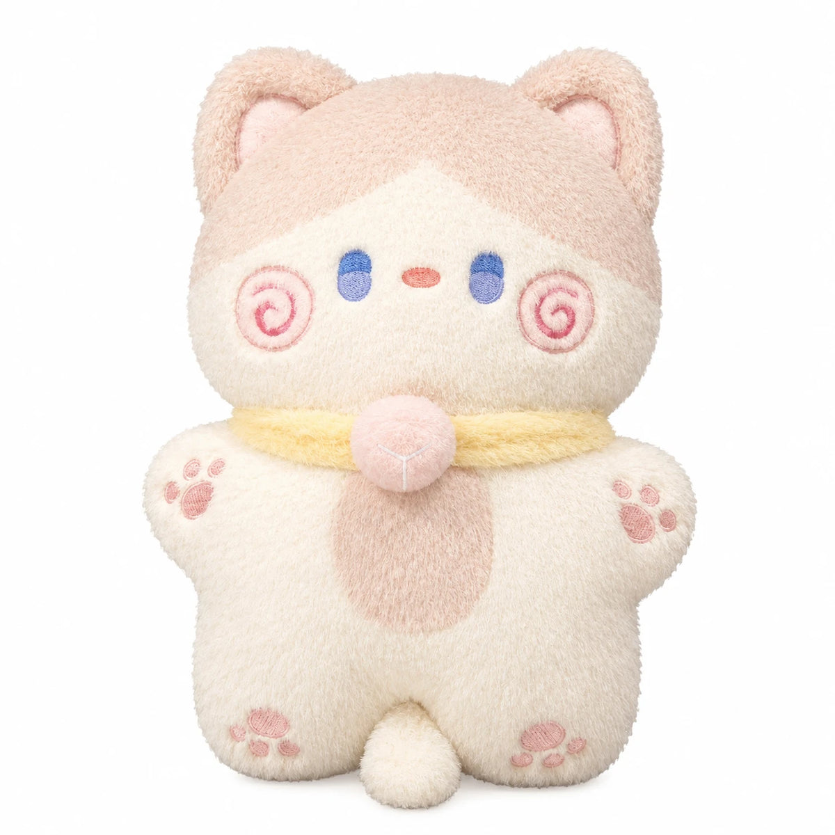 Kawaii Cat Plush with Bell Collar - Fluffy Pastel Design - Pink