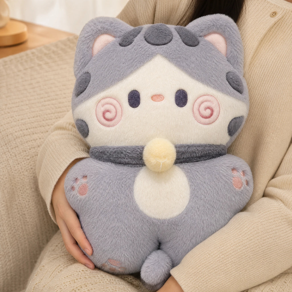 Kawaii Cat Plush with Bell Collar - Fluffy Pastel Design - Utilisation du produit