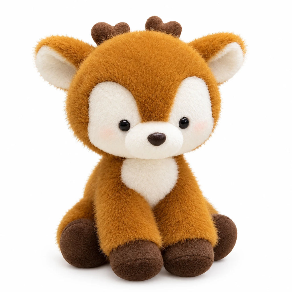 Kawaii Deer Plush with Oversized Head and Soft Fabric - Brown Sitting / 6in / 15cm … (3 tailles)