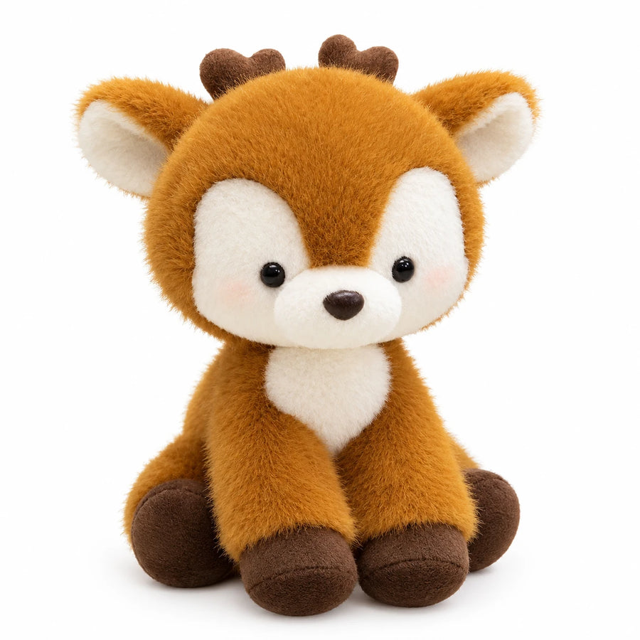 Kawaii Deer Plush with Oversized Head and Soft Fabric - Brown Sitting / 6in / 15cm … (3 tailles)
