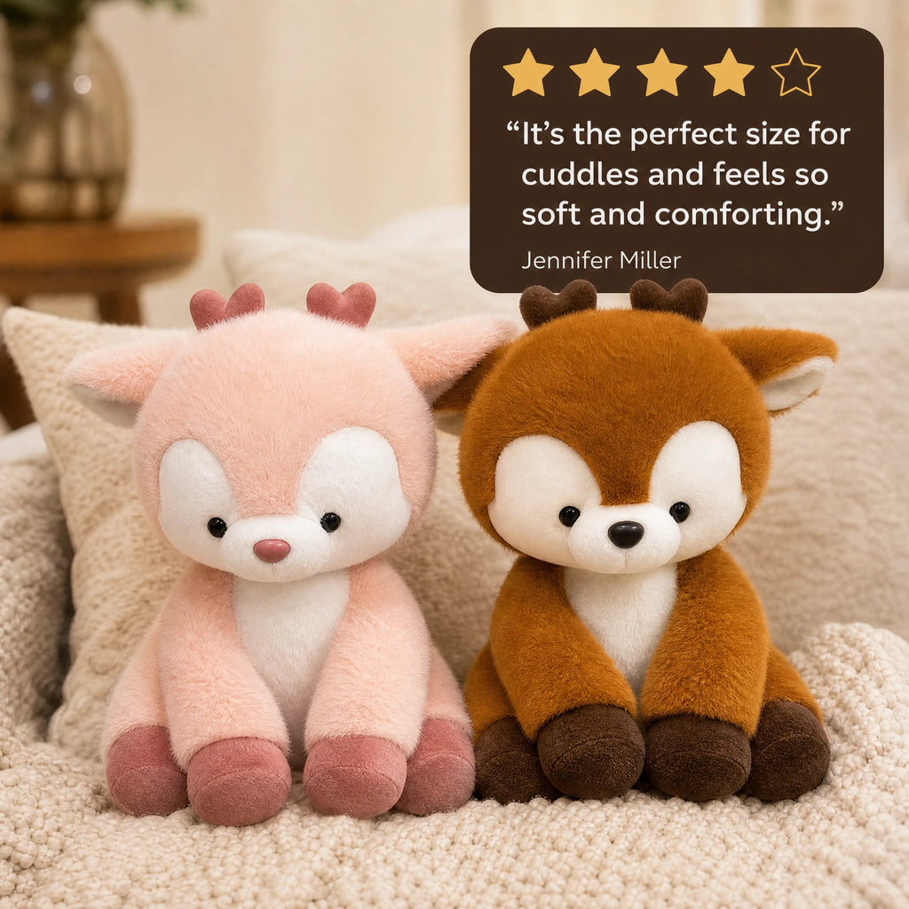 Kawaii Deer Plush with Oversized Head and Soft Fabric - Image témoignage
