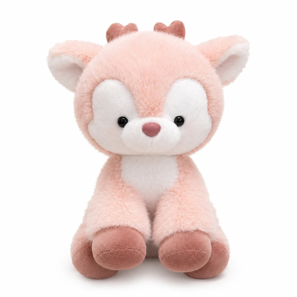 Kawaii Deer Plush with Oversized Head and Soft Fabric - Pink Sitting / 6in / 15cm … (3 tailles)