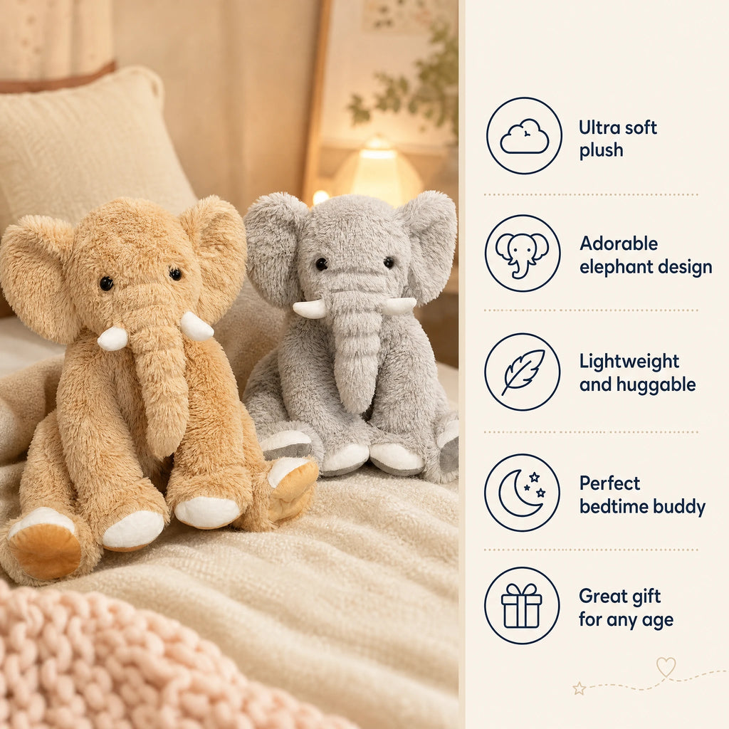 Kawaii Elephant Plush with Oversized Ears and Soft Fur - Bénéfices produit