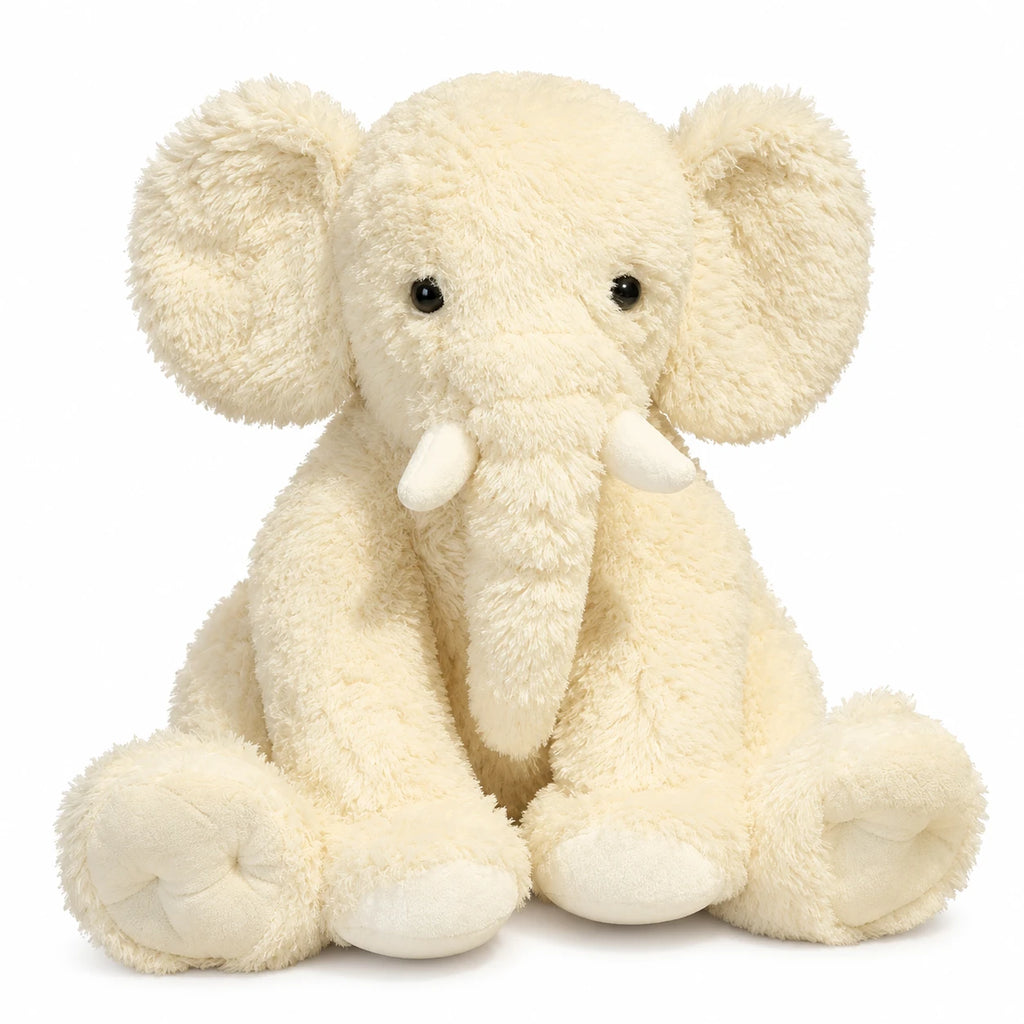 Kawaii Elephant Plush with Oversized Ears and Soft Fur - Cream