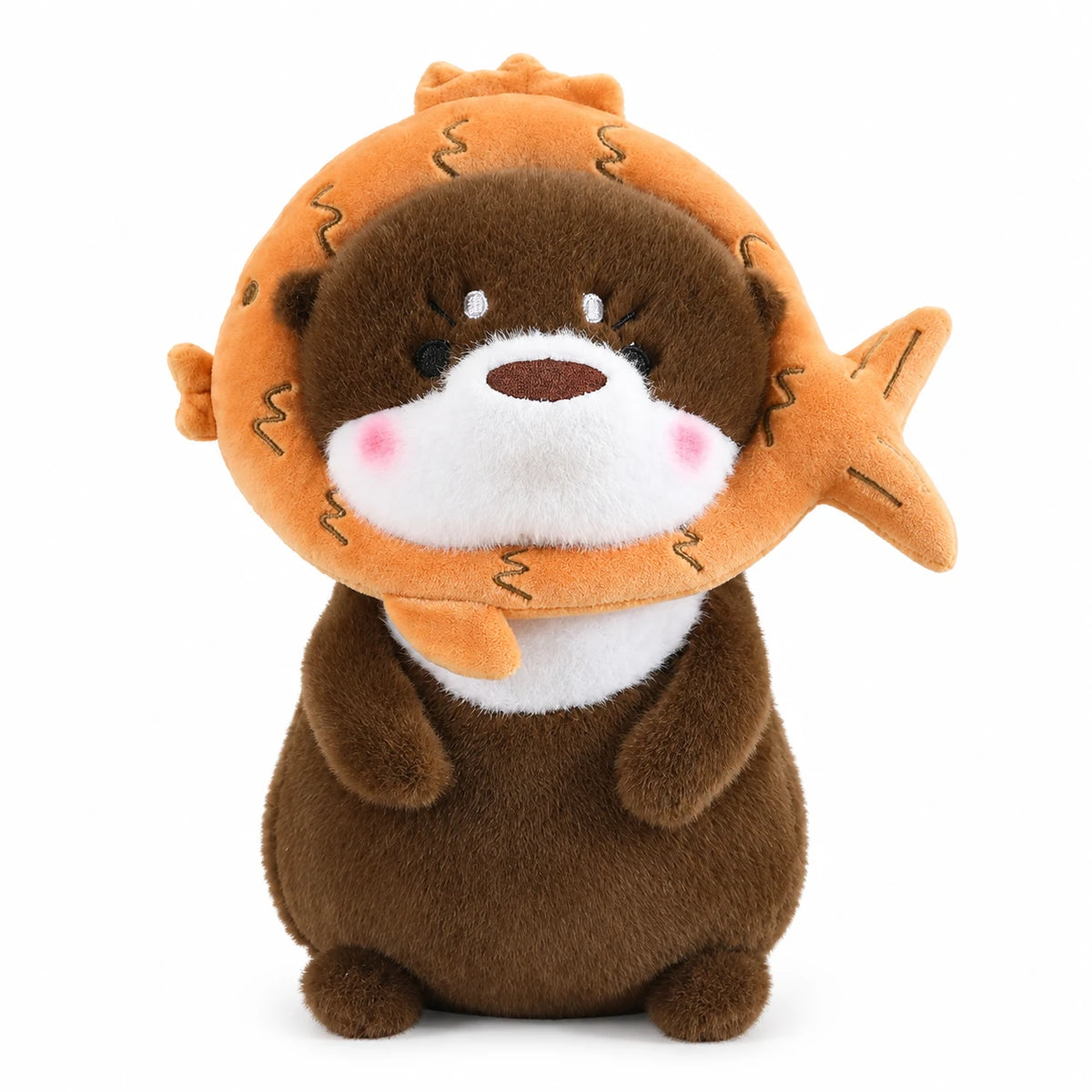 Kawaii Otter Plush with Costume Hat - Dark Brown Fish / 12in / 30cm … (2 tailles)