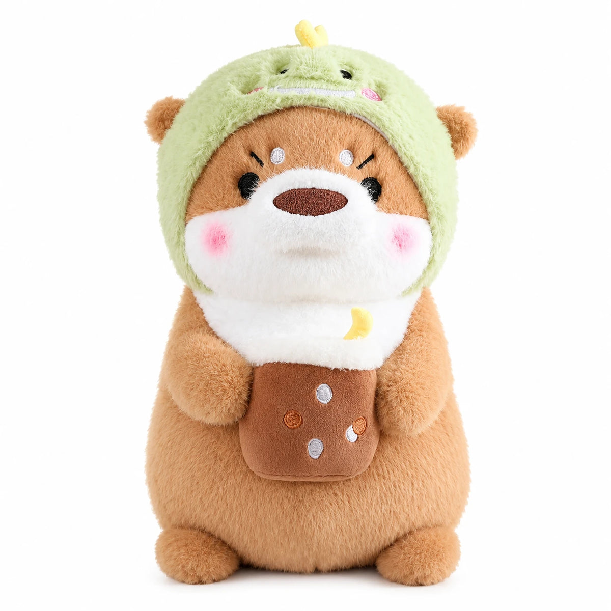 Kawaii Otter Plush with Costume Hat - Light Brown Dino / 12in / 30cm … (2 tailles)