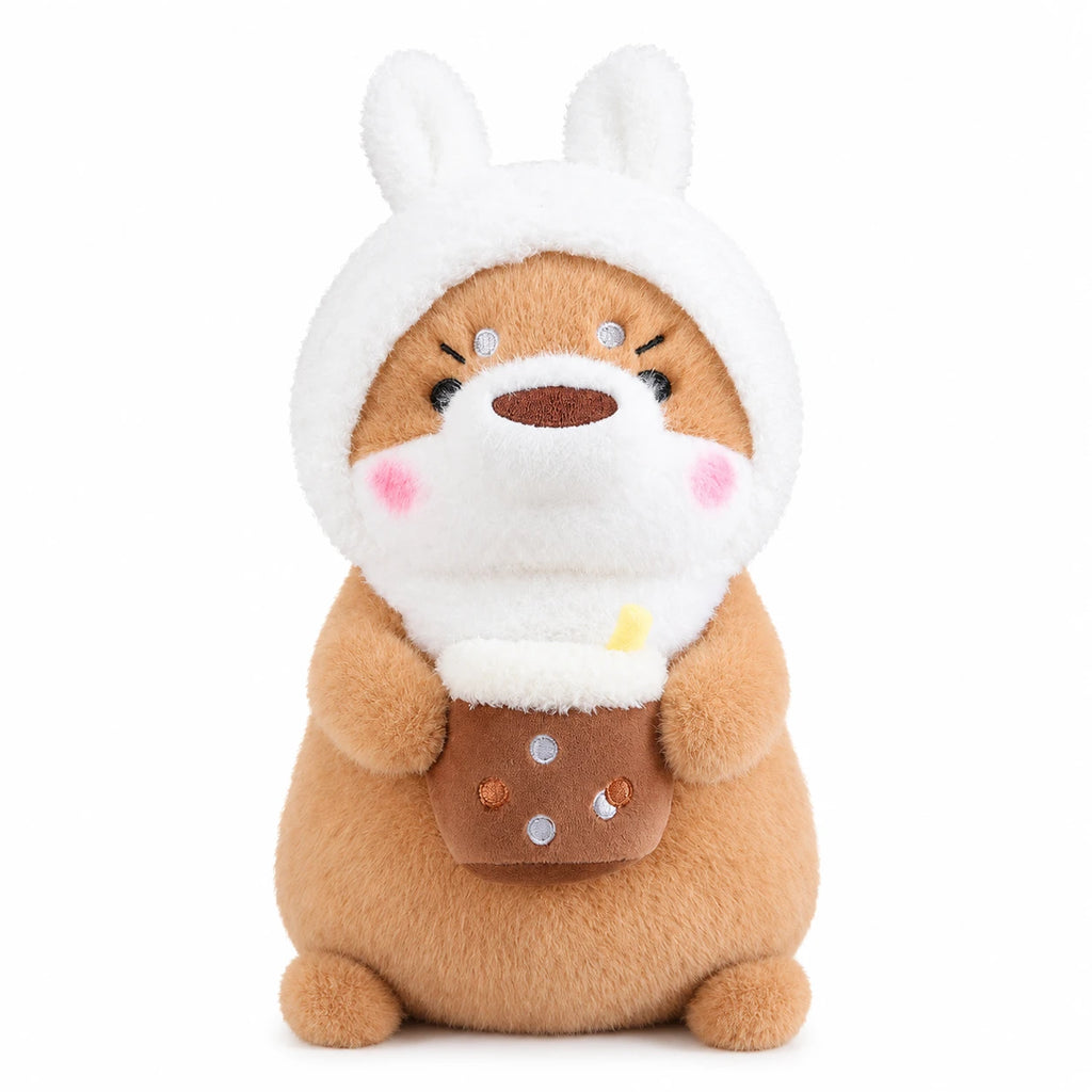 Kawaii Otter Plush with Costume Hat - Light Brown Rabbit / 12in / 30cm … (2 tailles)