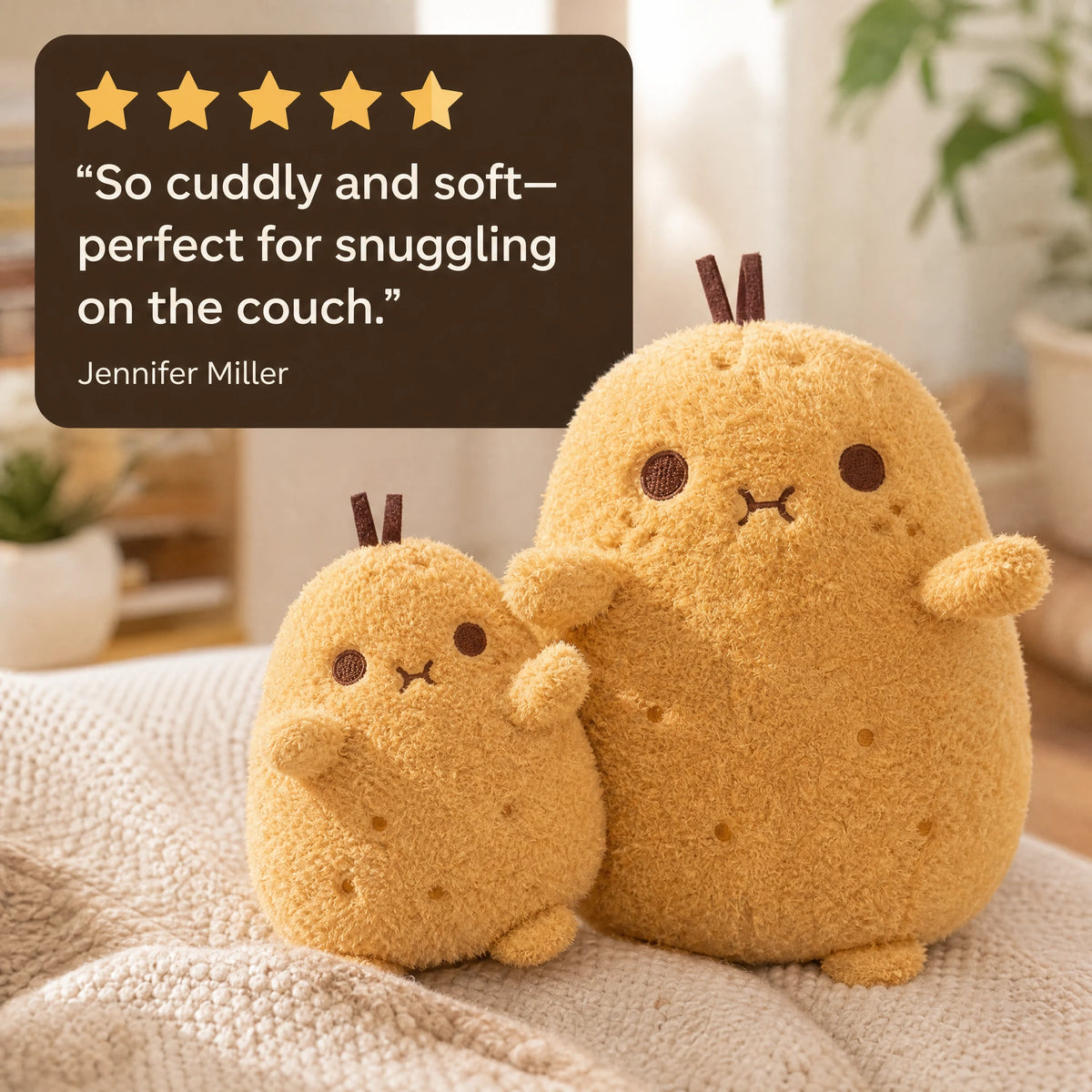 Kawaii Potato Plush with Round Fluffy Body - Image témoignage