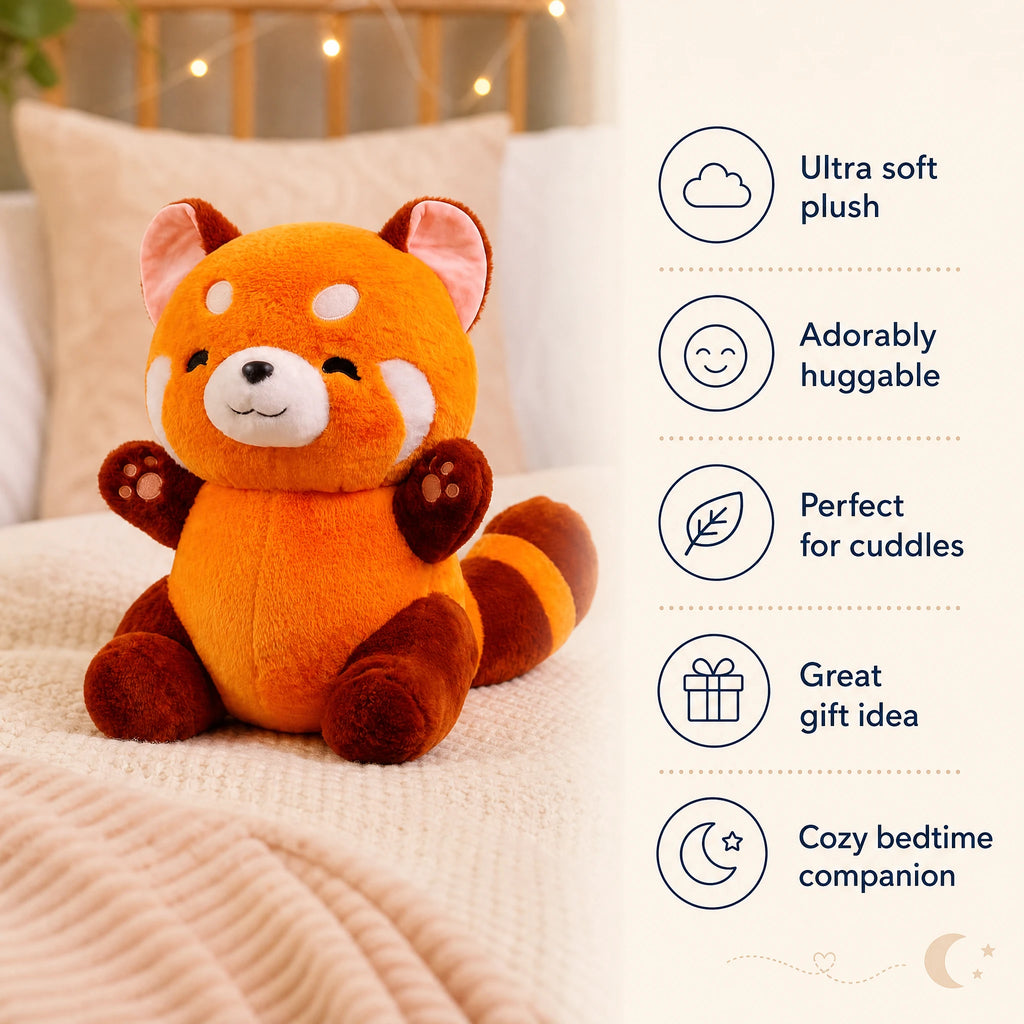 Kawaii Red Panda Plush with Fluffy Tail and Smile - Bénéfices produit