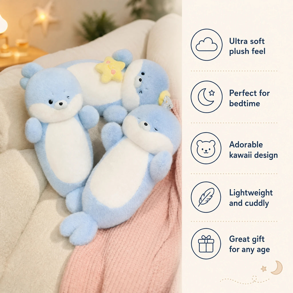 Kawaii Seal Plush - Chubby Blue Character Soft Toy - Bénéfices produit