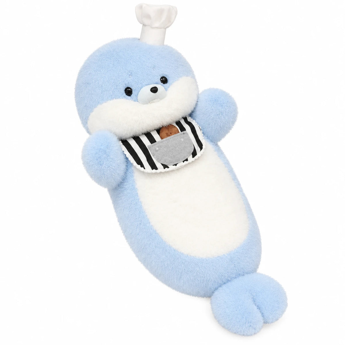 Kawaii Seal Plush - Chubby Blue Character Soft Toy - Chef