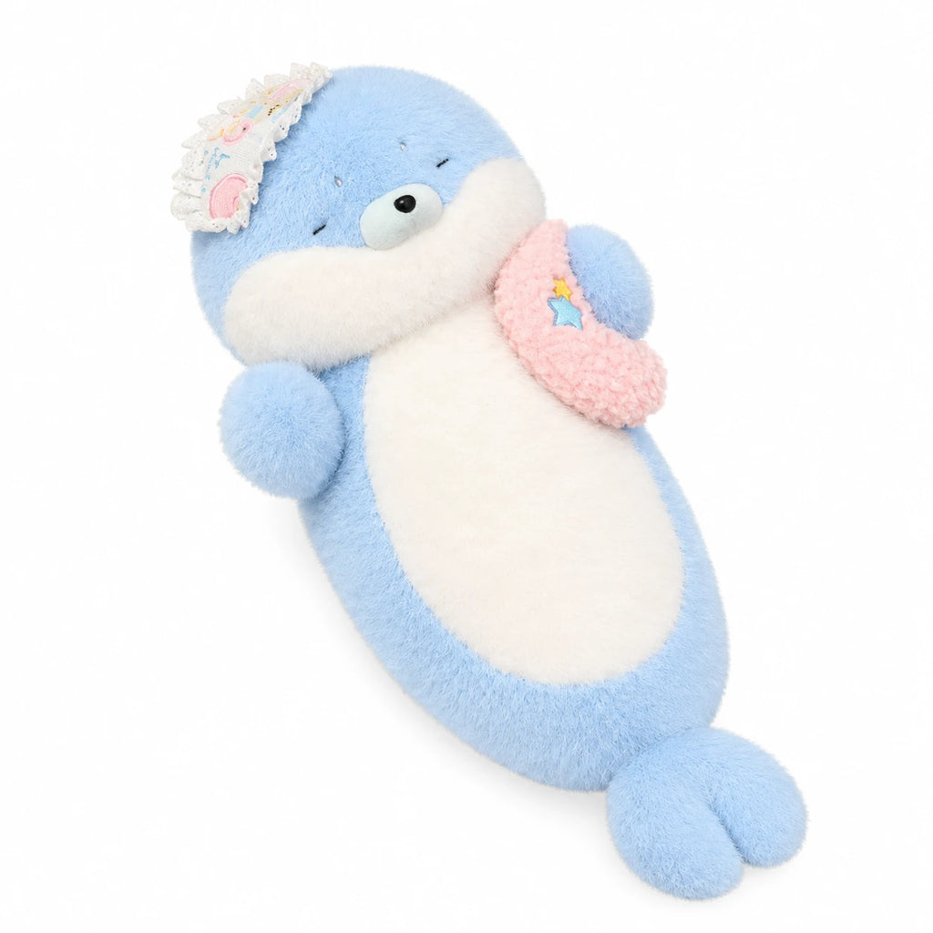 Kawaii Seal Plush - Chubby Blue Character Soft Toy - Moon