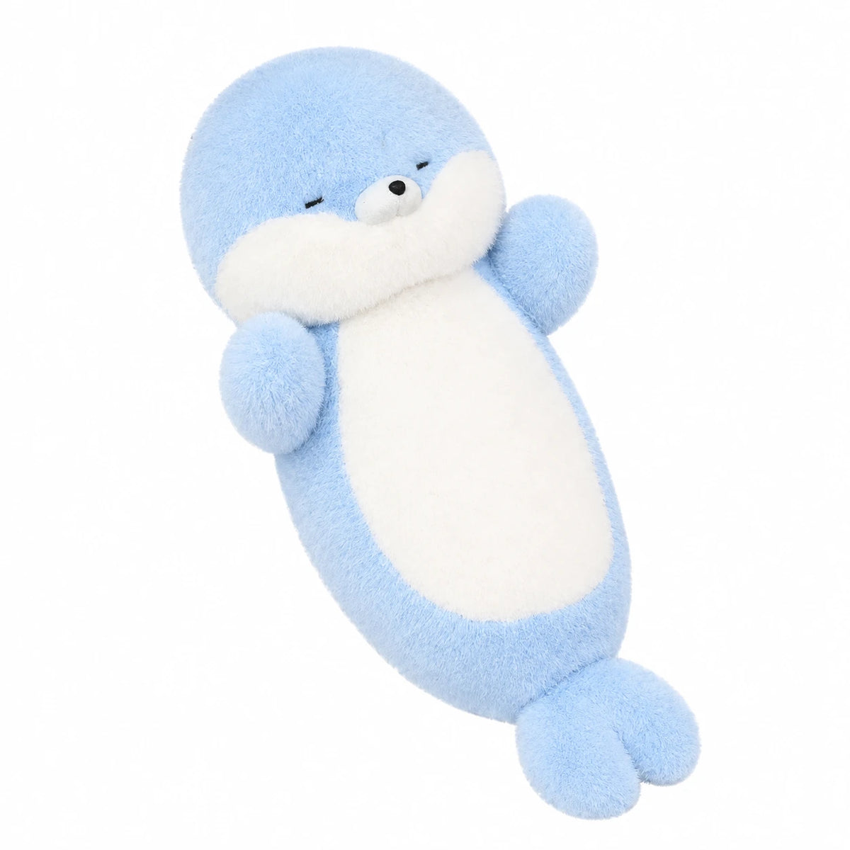 Kawaii Seal Plush - Chubby Blue Character Soft Toy - Sleeping