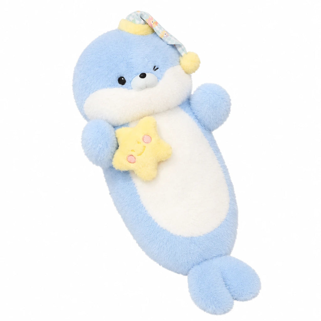 Kawaii Seal Plush - Chubby Blue Character Soft Toy - Star