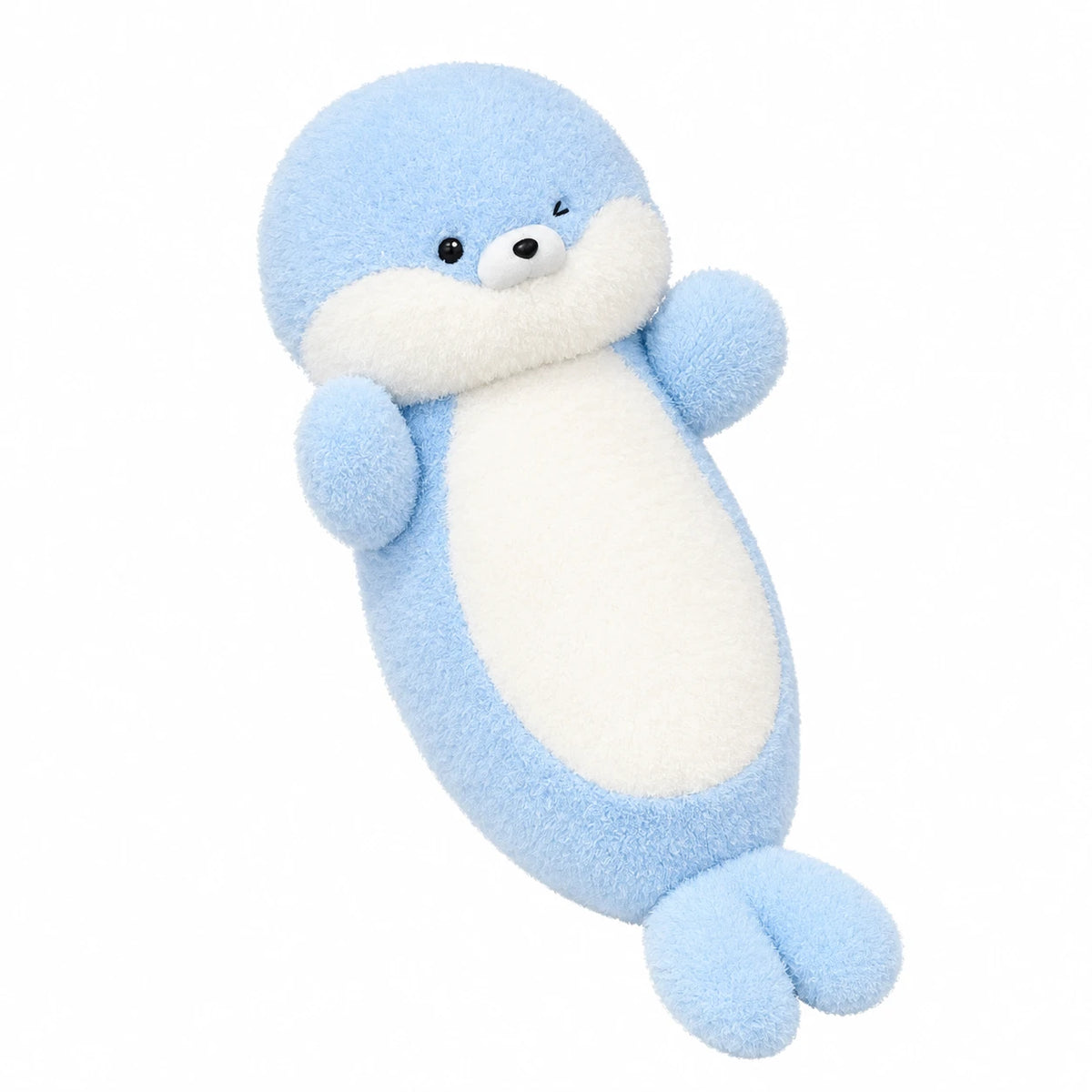 Kawaii Seal Plush - Chubby Blue Character Soft Toy - Winking