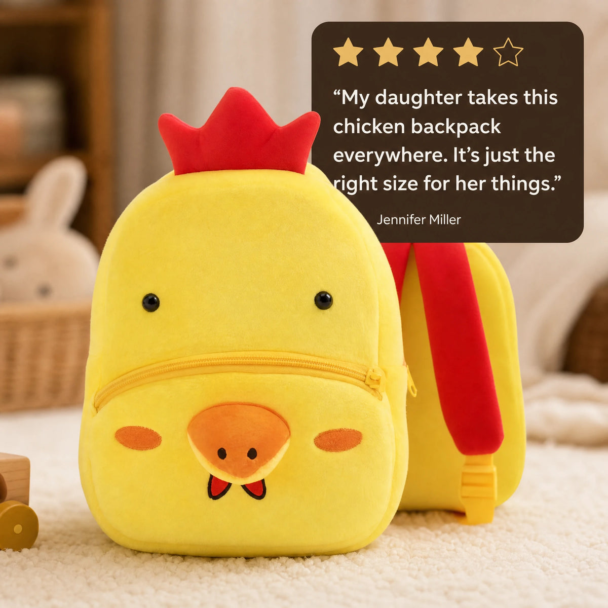 Kids Backpack with Adorable Yellow Chick Design - Image témoignage