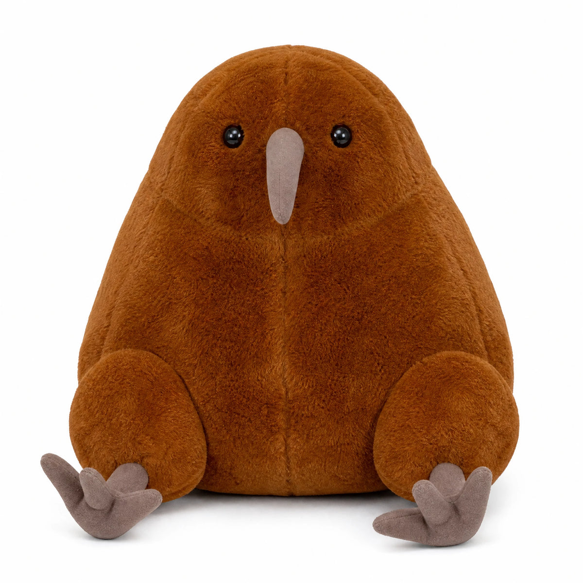 Kiwi Bird Plush with Soft Brown Fur and Grey Details - Fond blanc