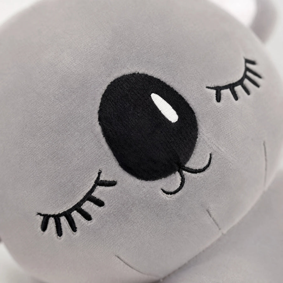 Koala Plush Pillow with Embroidered Face in Gray - Détail matière