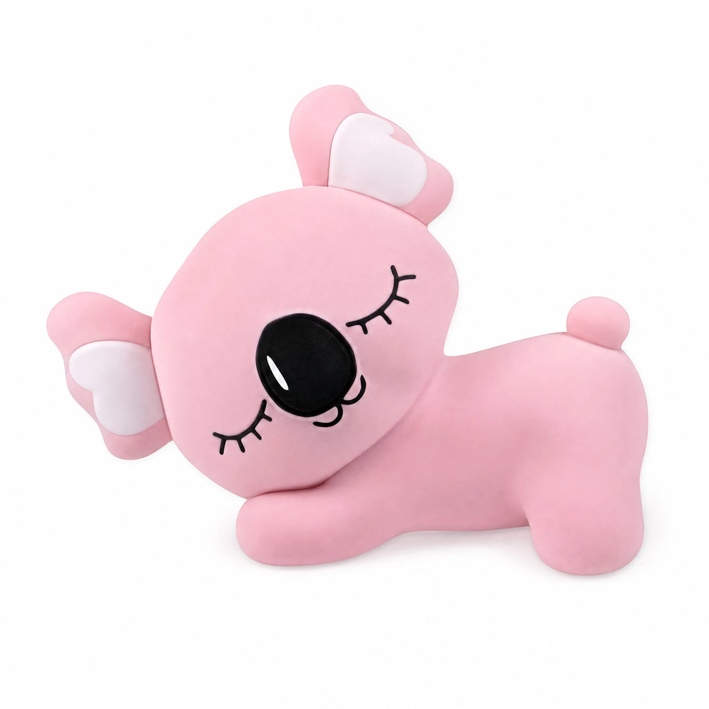 Koala Plush Pillow with Pink Lying Down Design - Fond blanc