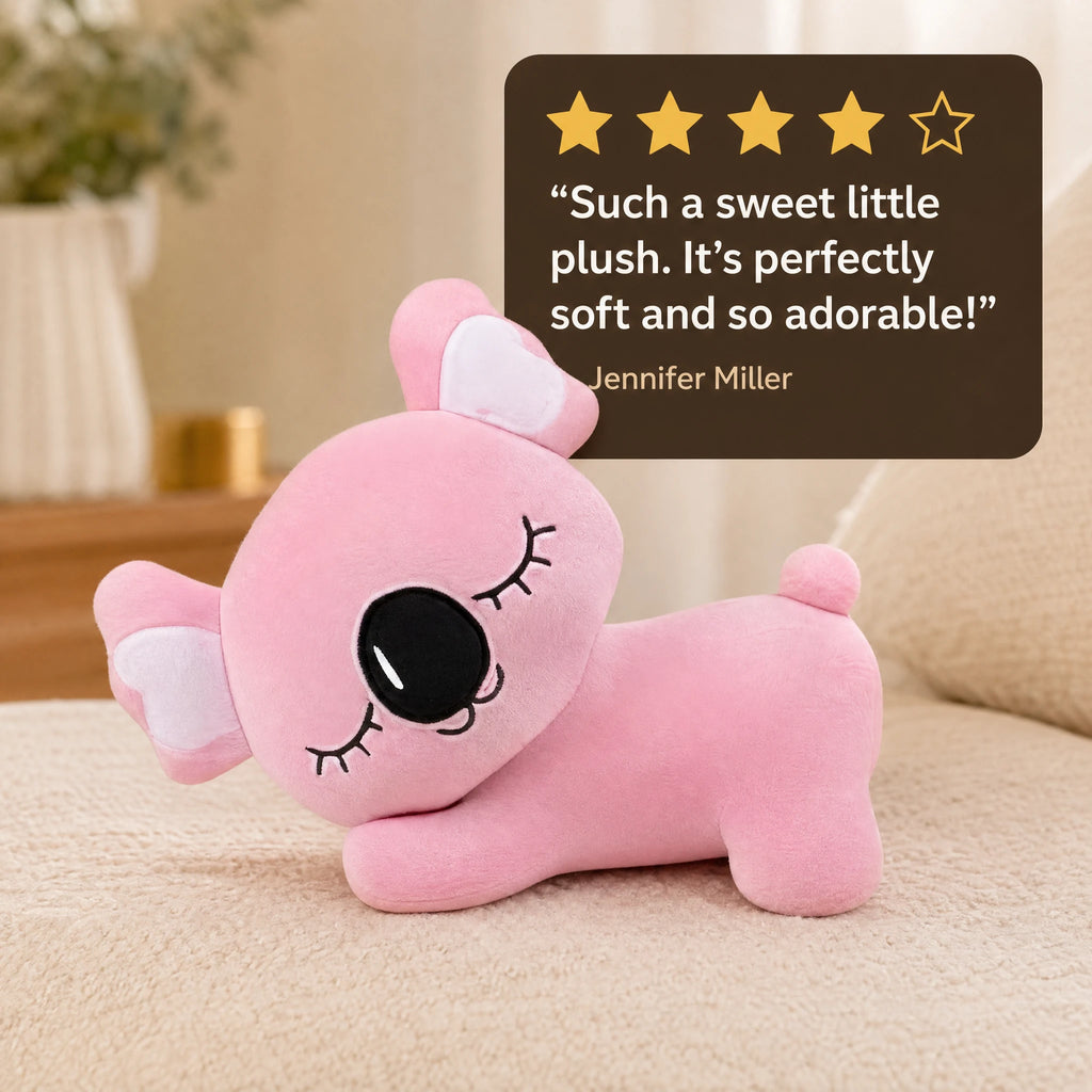 Koala Plush Pillow with Pink Lying Down Design - Image témoignage
