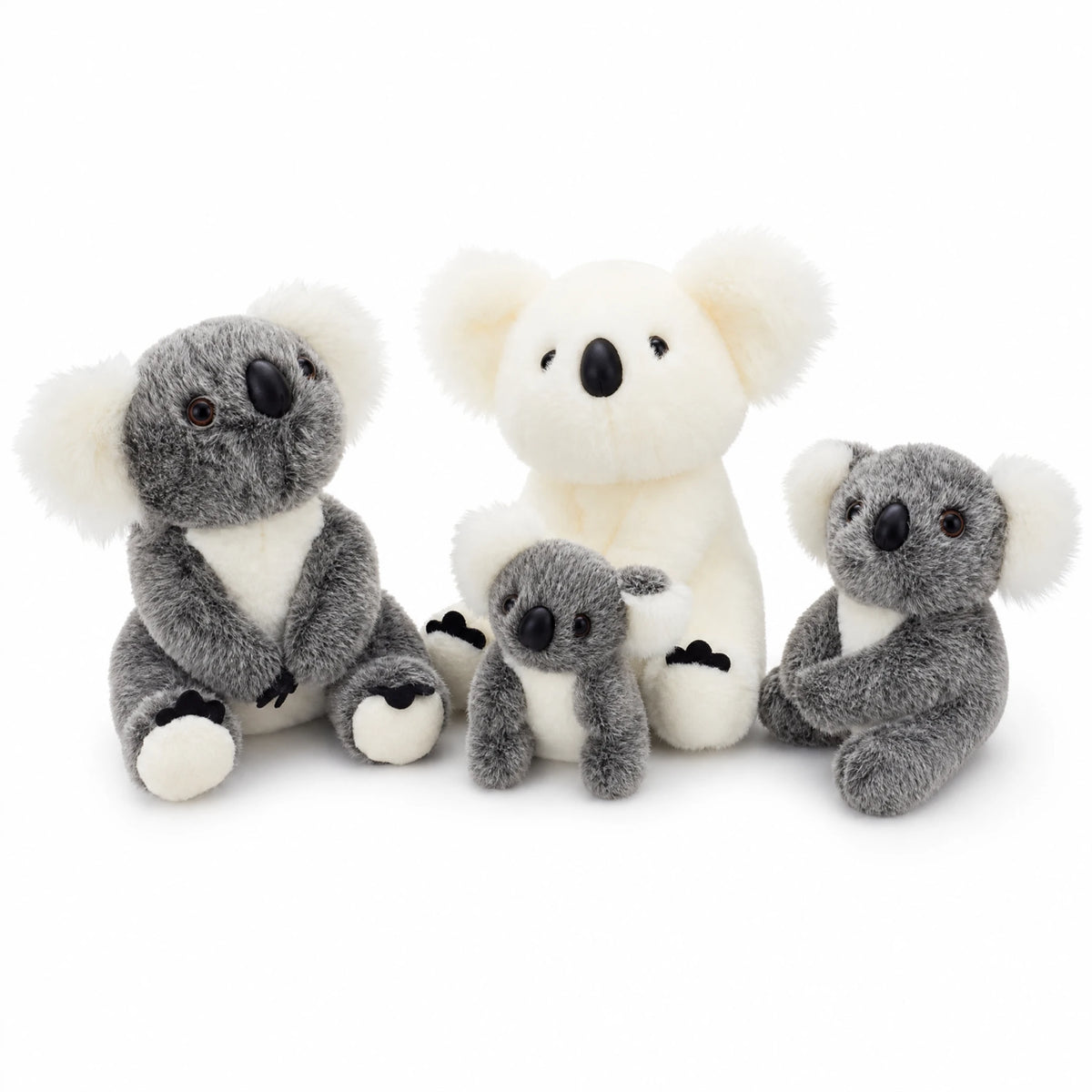 Koala Plush Toy Family in Grey and White - Fond blanc