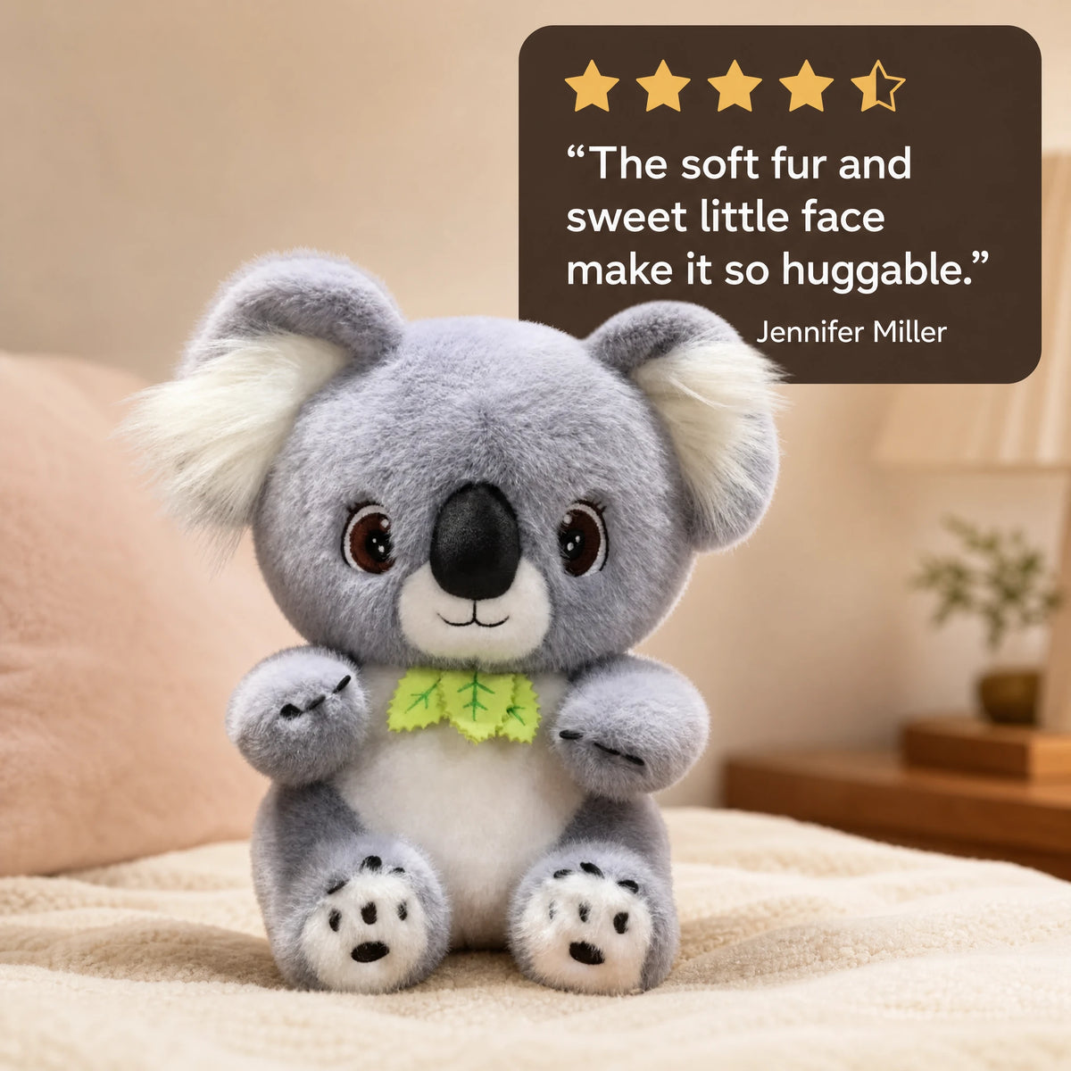 Koala Plush with Gray Fur and Eucalyptus Leaf Collar - Image témoignage
