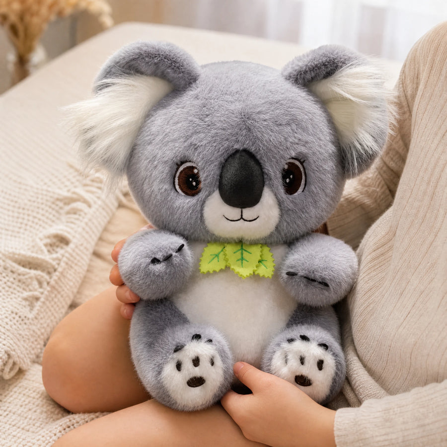Koala Plush with Gray Fur and Eucalyptus Leaf Collar - Utilisation du produit