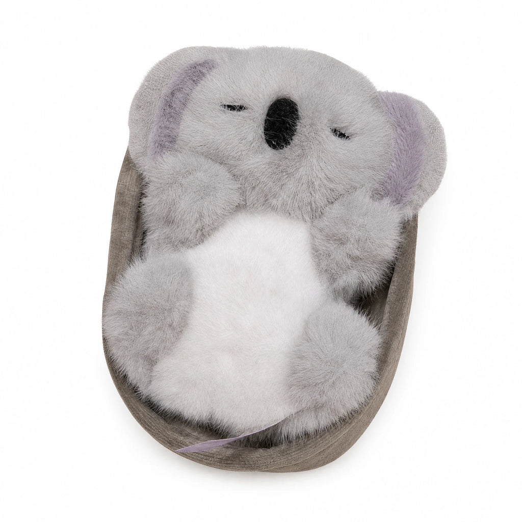 Koala Plush with Soft Gray Fur and Embroidered Features - Fond blanc