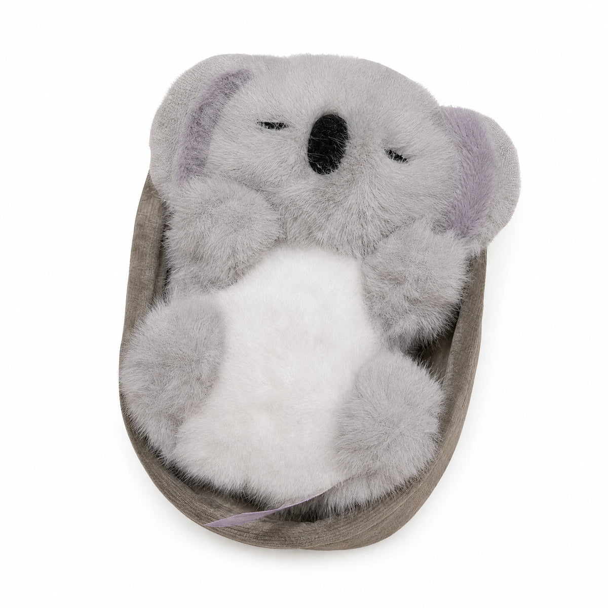 Koala Plush with Soft Gray Fur and Embroidered Features - Fond blanc