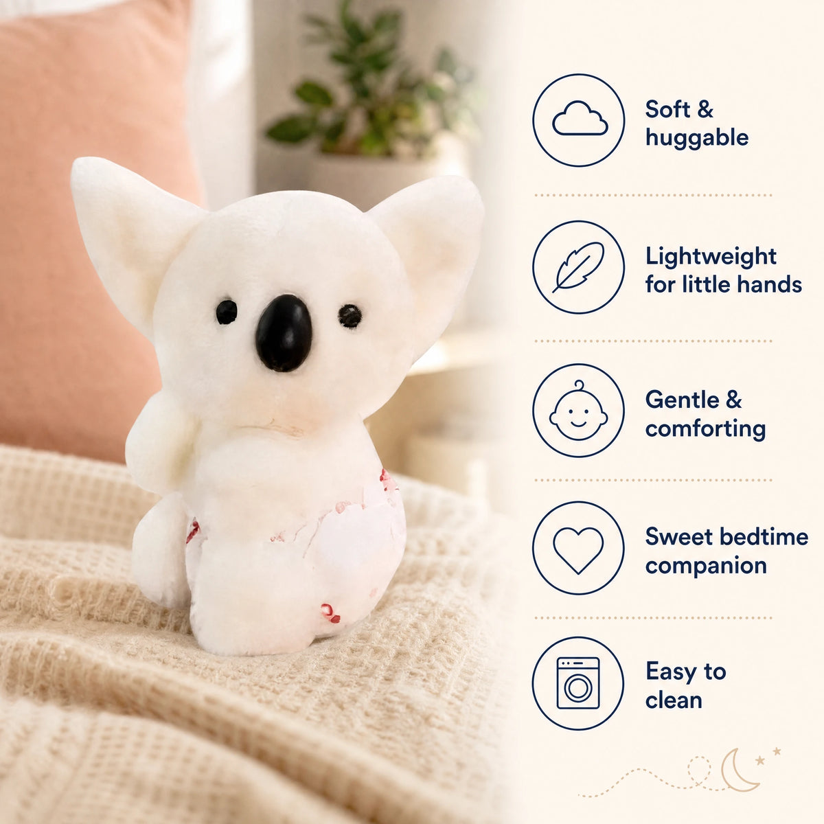Koala Stuffed Animal – White Kawaii Plush with Soft Fur - Bénéfices produit
