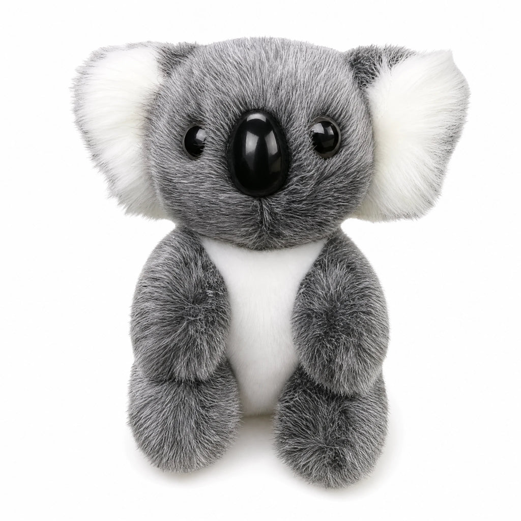 Koala Stuffed Animal with Realistic Gray and White Fur - Fond blanc