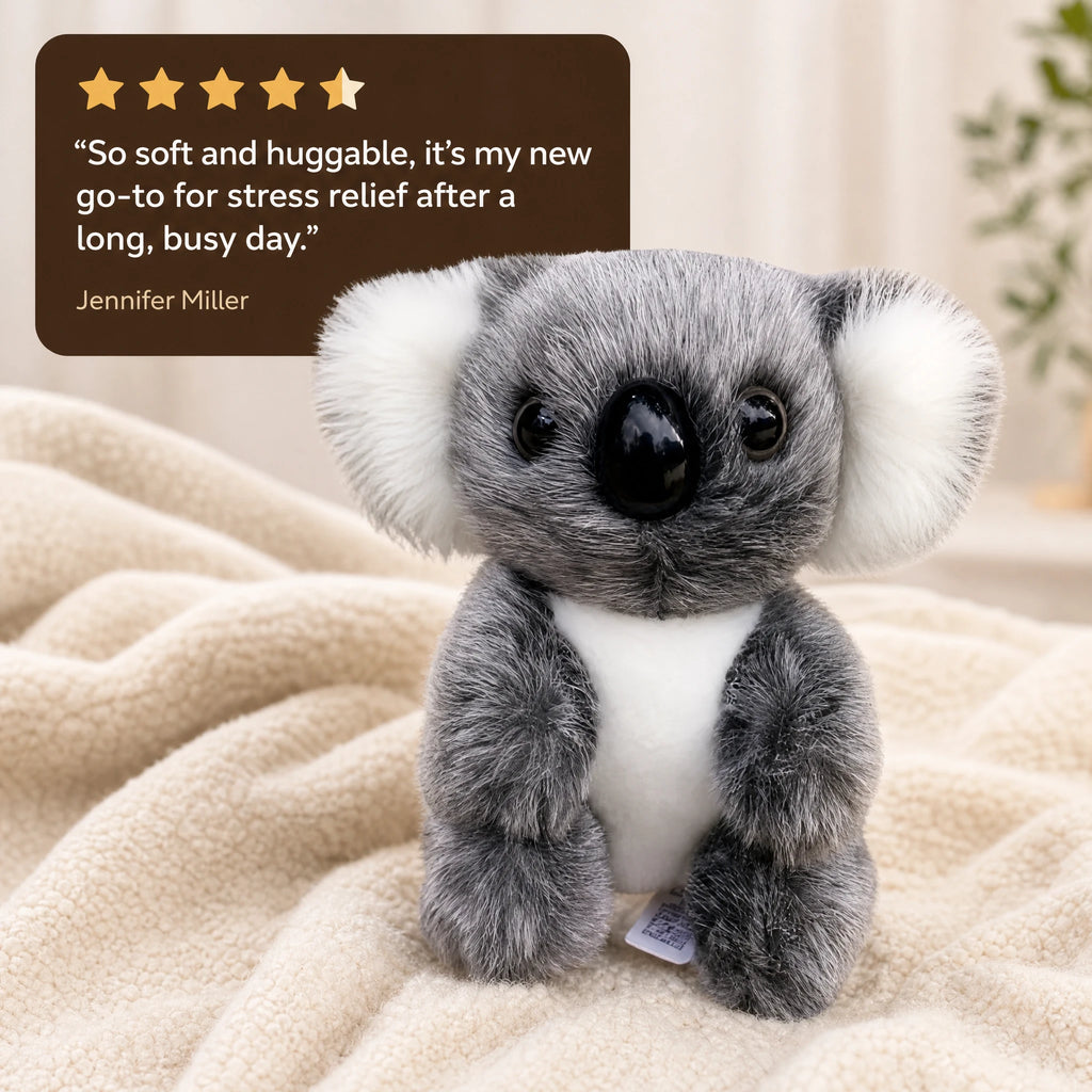 Koala Stuffed Animal with Realistic Gray and White Fur - Image témoignage