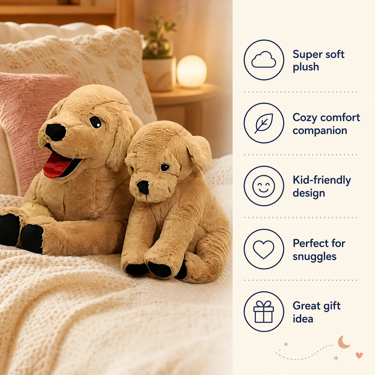 Labrador Plush Dog - Cuddly Golden Retriever Stuffed Toy - Bénéfices produit