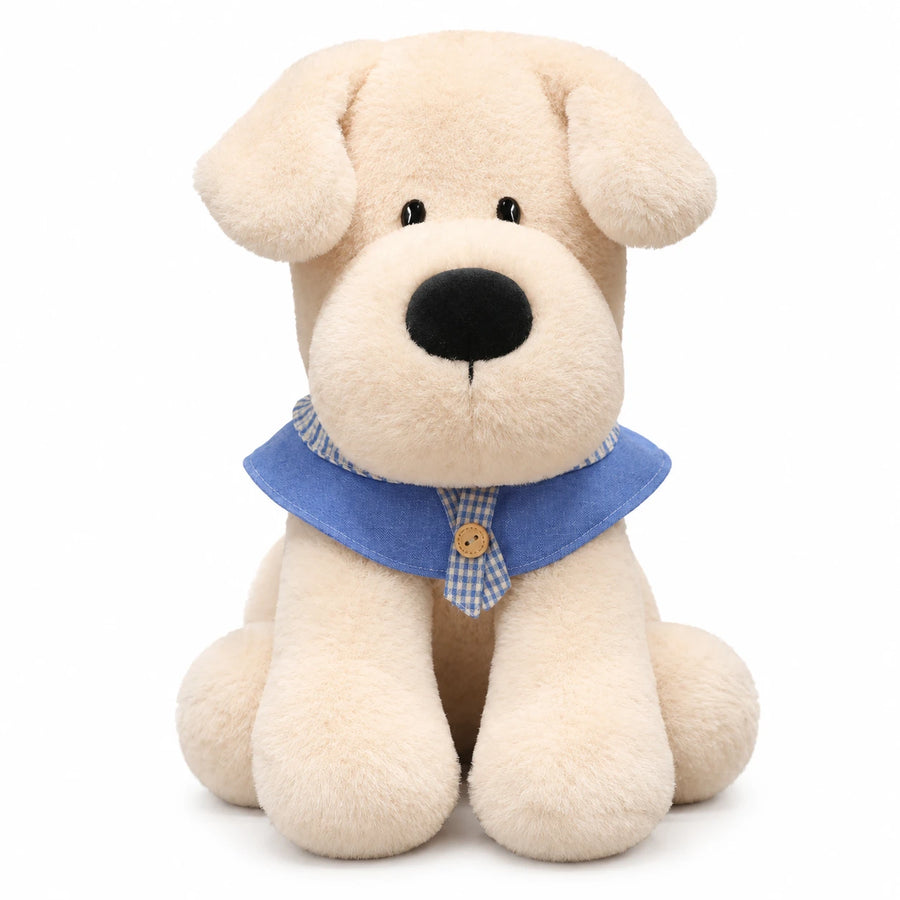 Labrador Plush Toy with Soft Fur and Blue Collar - Blue / 17.5in / 45cm … (3 tailles)