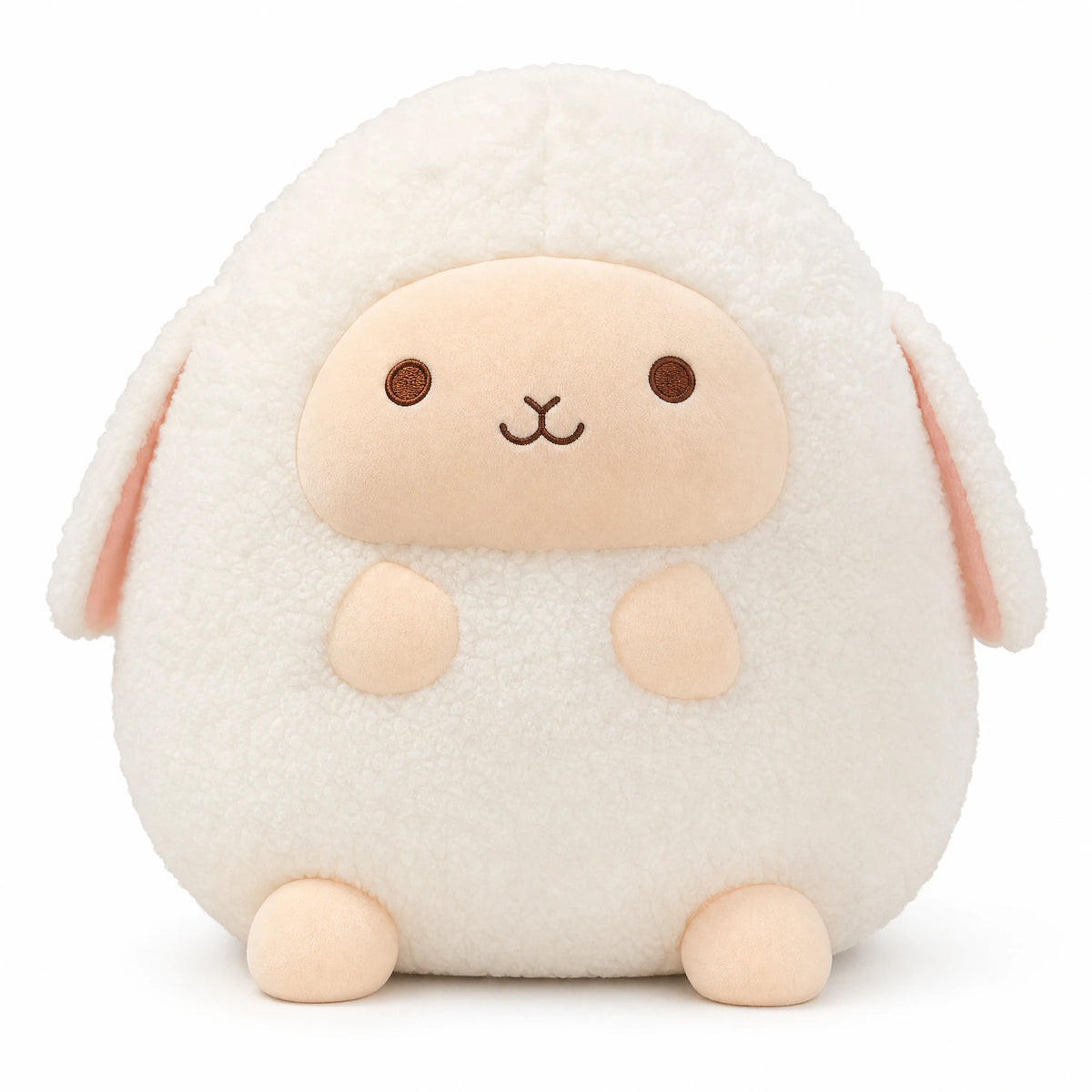 Lamb Plush with Soft Fleece Body and Rounded Shape - Fond blanc